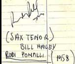 Autografo di Rudy Pompilli Sax tenore dei Comets
